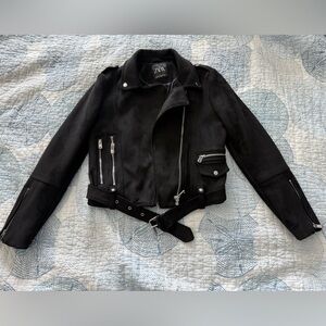 ZARA Suede Moto Jacket. Only Worn ONCE. Size XS